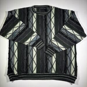 Vintage Protege Collection Sweater Mens 2XL Blue/Green Coogi Style 3D Knit 90s